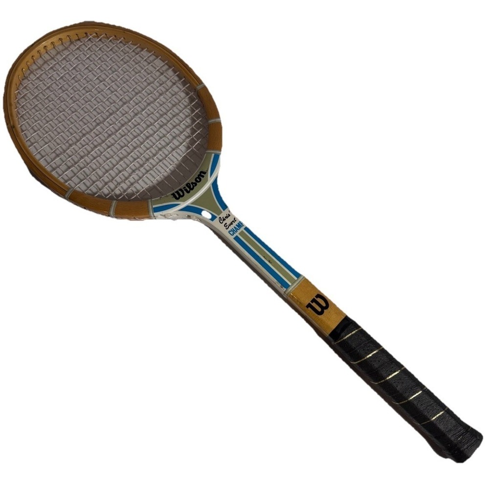 Wilson Chris Evert Champ Vintage Wooden Tennis Racket White Blue Gold